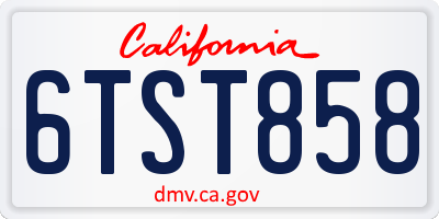 CA license plate 6TST858