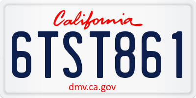 CA license plate 6TST861