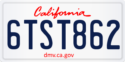 CA license plate 6TST862