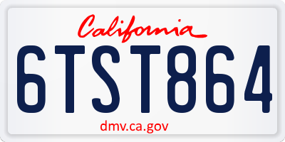 CA license plate 6TST864