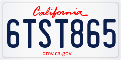 CA license plate 6TST865