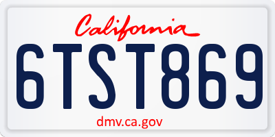 CA license plate 6TST869