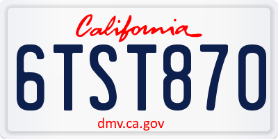 CA license plate 6TST870