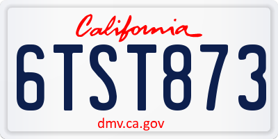 CA license plate 6TST873