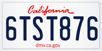 CA license plate 6TST876