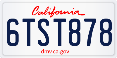 CA license plate 6TST878