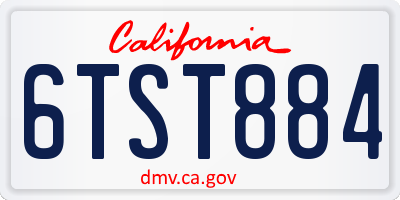 CA license plate 6TST884