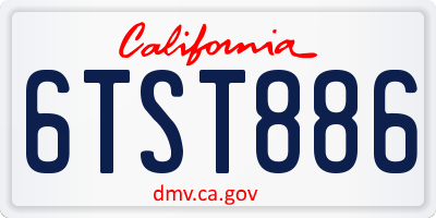 CA license plate 6TST886