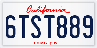 CA license plate 6TST889