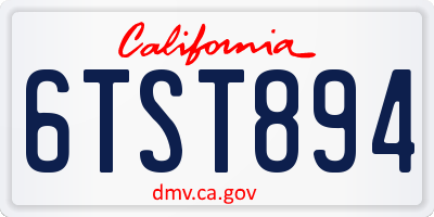 CA license plate 6TST894