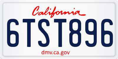 CA license plate 6TST896