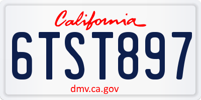 CA license plate 6TST897