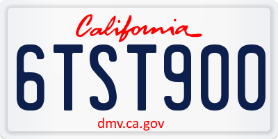 CA license plate 6TST900