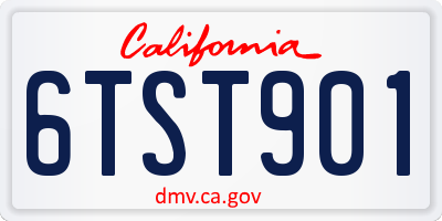 CA license plate 6TST901
