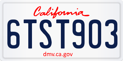 CA license plate 6TST903