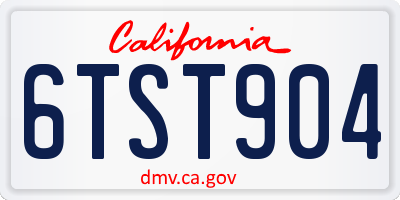 CA license plate 6TST904