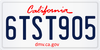 CA license plate 6TST905