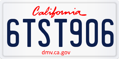 CA license plate 6TST906