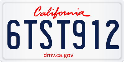 CA license plate 6TST912