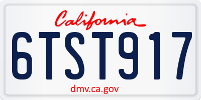 CA license plate 6TST917