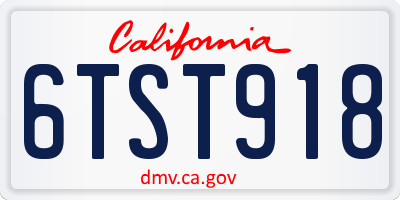 CA license plate 6TST918
