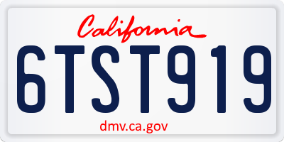 CA license plate 6TST919