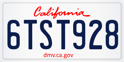 CA license plate 6TST928