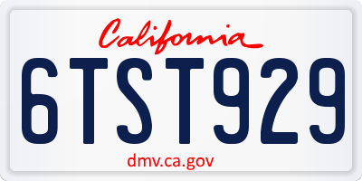 CA license plate 6TST929
