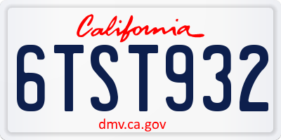 CA license plate 6TST932