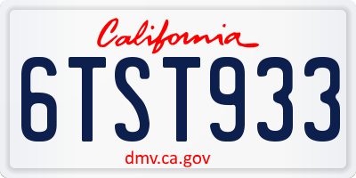 CA license plate 6TST933