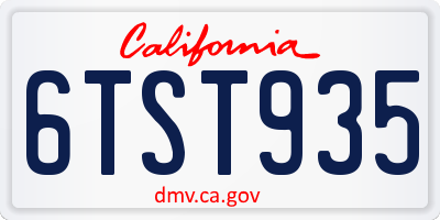 CA license plate 6TST935
