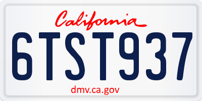 CA license plate 6TST937