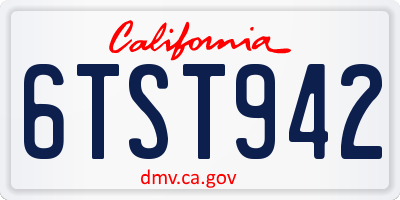 CA license plate 6TST942