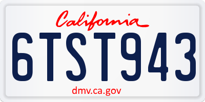 CA license plate 6TST943