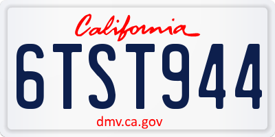 CA license plate 6TST944