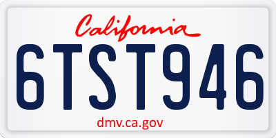 CA license plate 6TST946