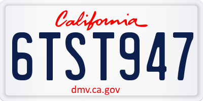 CA license plate 6TST947