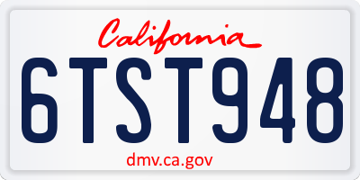 CA license plate 6TST948