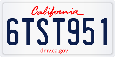 CA license plate 6TST951