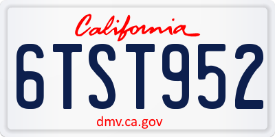 CA license plate 6TST952