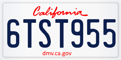 CA license plate 6TST955