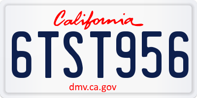 CA license plate 6TST956