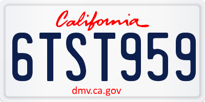 CA license plate 6TST959