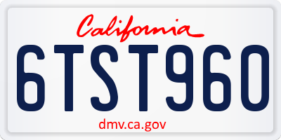 CA license plate 6TST960