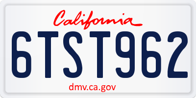 CA license plate 6TST962