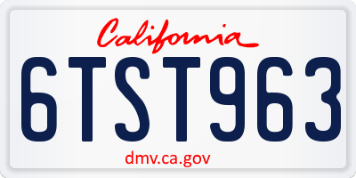 CA license plate 6TST963