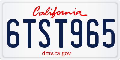 CA license plate 6TST965