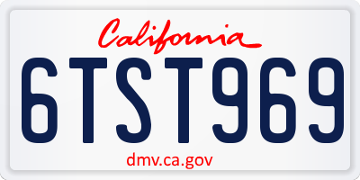 CA license plate 6TST969