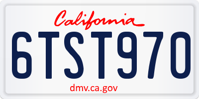 CA license plate 6TST970