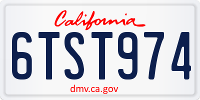 CA license plate 6TST974